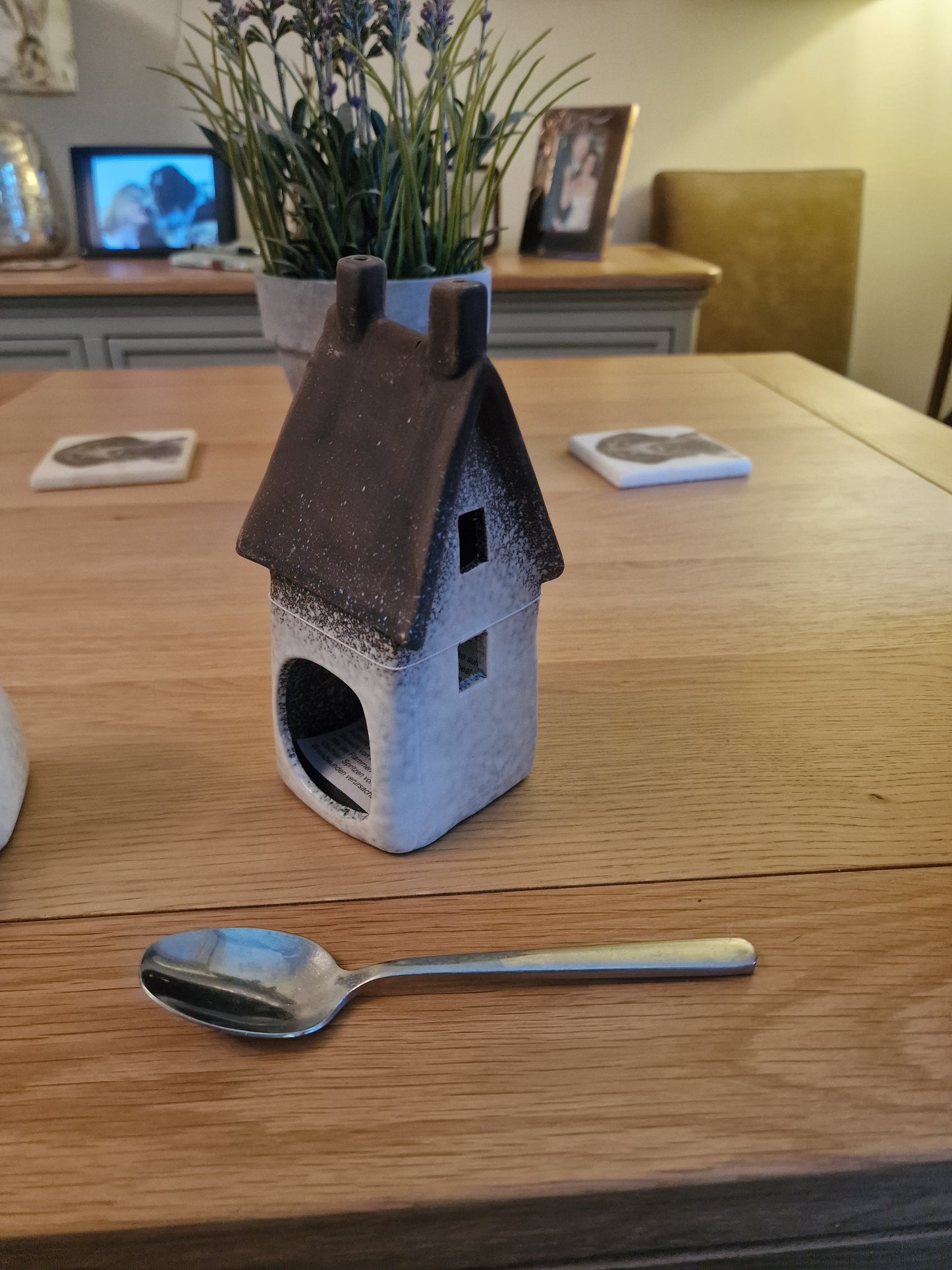 Speckled White Windlight House Tealight Holder | 17.3cm
