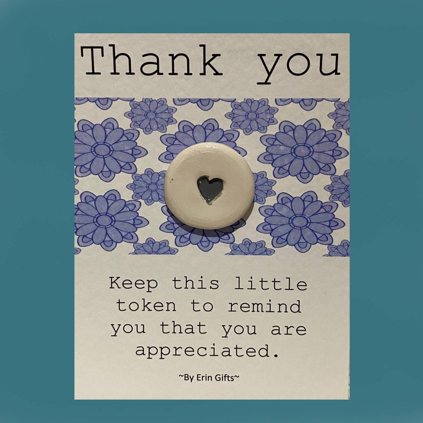 Thank you Ceramic Pocket Token Pocket Hug and Card
