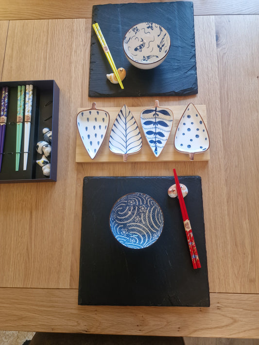Hand-Painted Ceramic Bowl Set | 6 Bowls | 12cm | Japanese Design