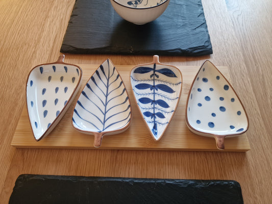 Leaf Ceramic Dipping Bowl Set - Perfect for Sauces & Condiments