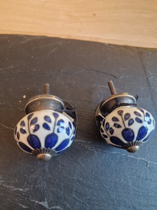 Ceramic Drawer Knobs | Wineglass Pattern & Gunmetal Centre | Sold in Pairs