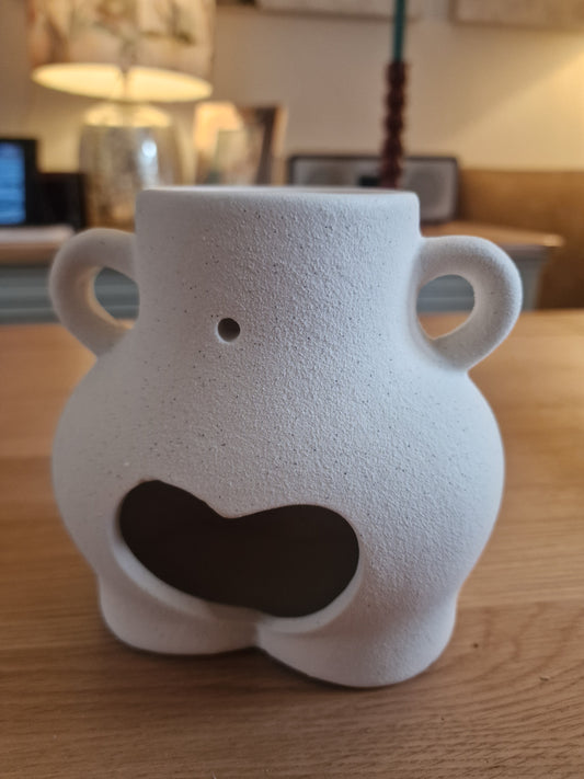 Cream Speckle Bum Oil Burner and Wax Warmer H13cm