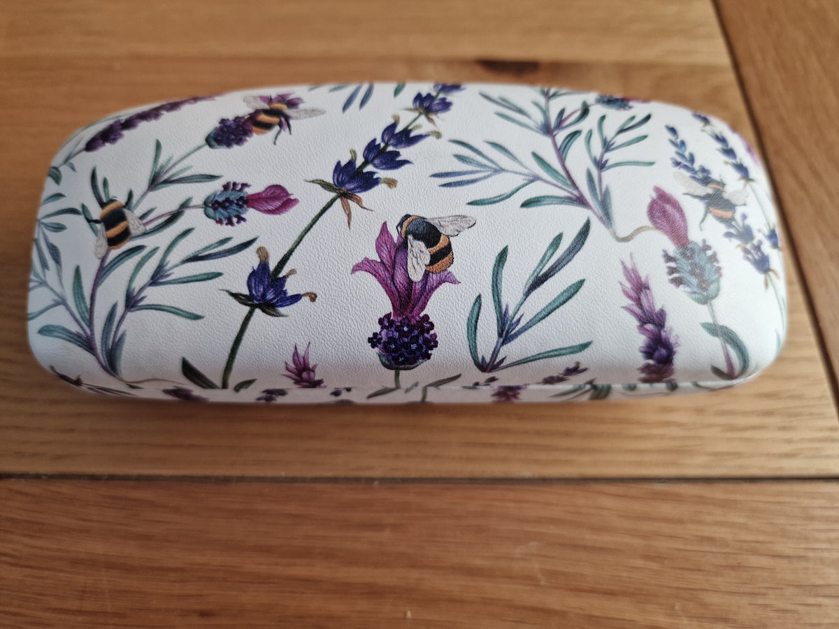 Meadow Flowers Sunglasses Case. 16cm - Choose your style hard shell case with watercolour flowers and bees
