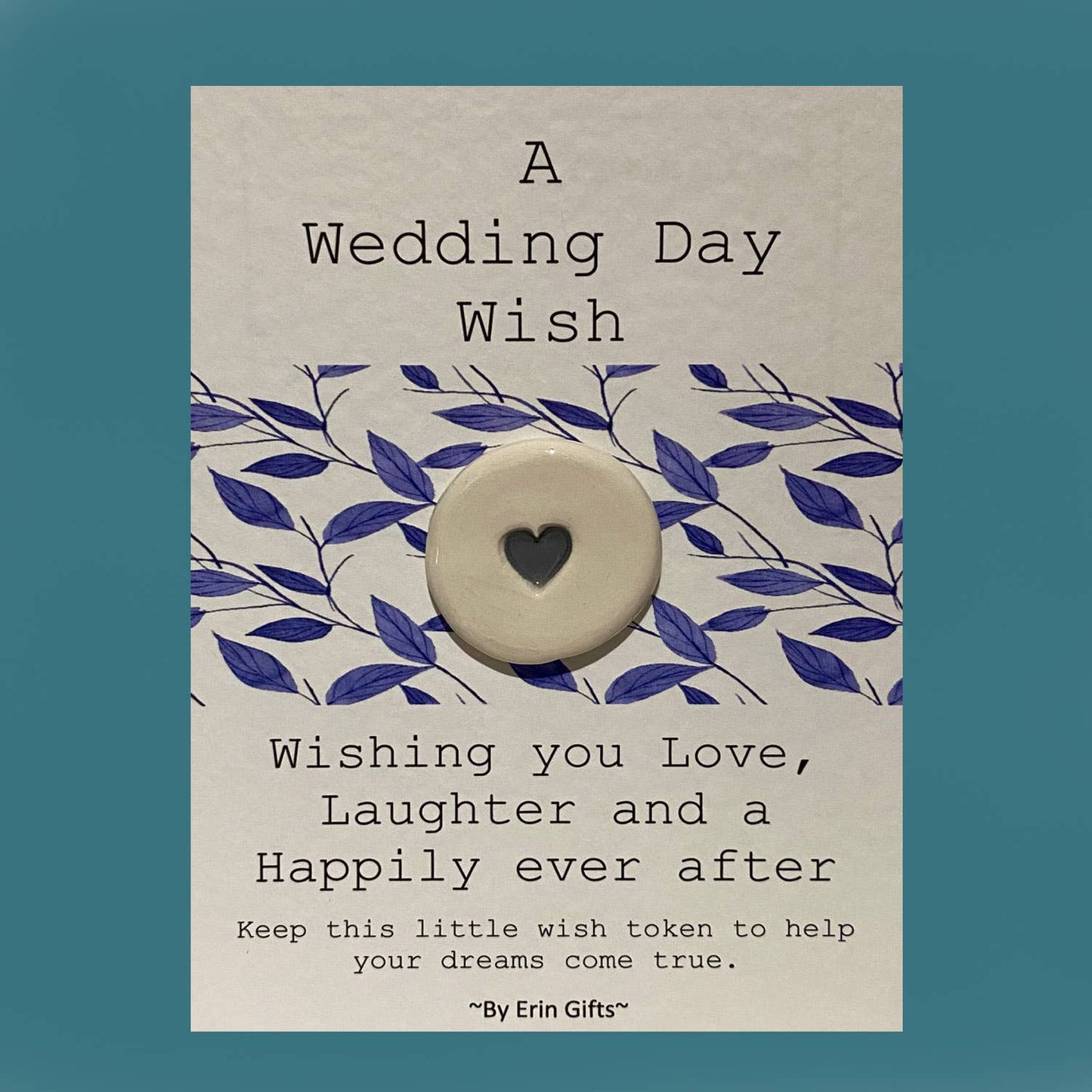 A Wedding Wish Ceramic Pocket Token Pocket Hug and Card