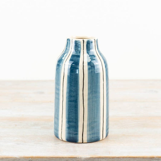 Coastal Blue Striped Vase, 20.5cm