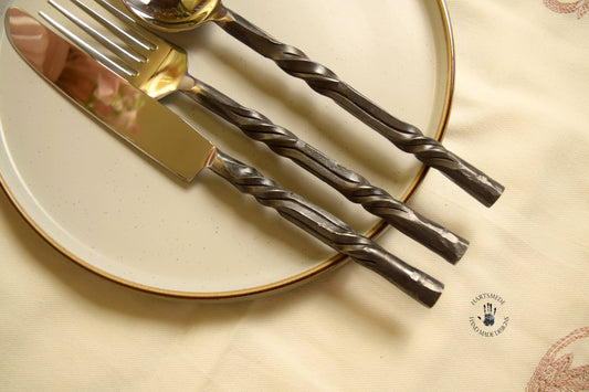 Twisted Charcoal Stainless Steel 18 Piece Cutlery Set