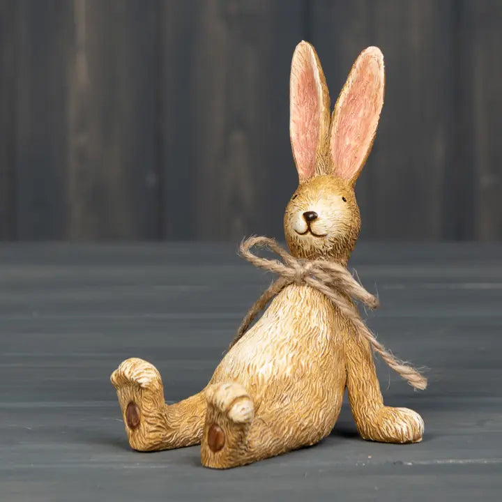 Sitting Rabbit with String Bow Ceramic Figurine
