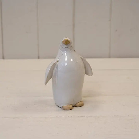 Medium Stone Glazed Ceramic Penguin Ornament