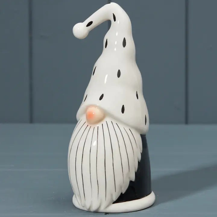 Black & White Ceramic Santa Decoration - H17.2cm