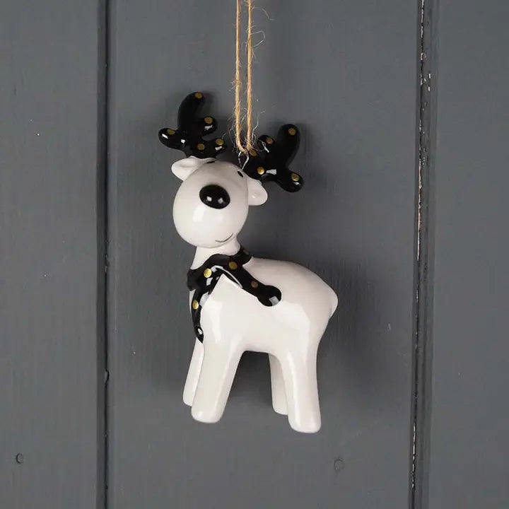 Black & White Ceramic Deer Decoration