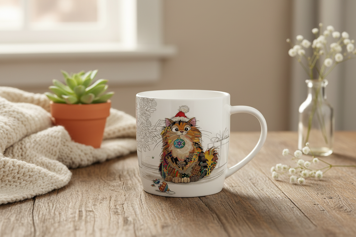 Bug Art Cat Baubles Mug with presentation box