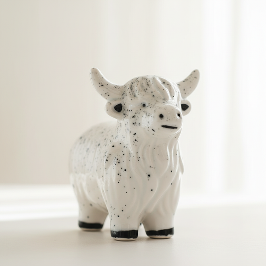 White Highland Cow Light Background