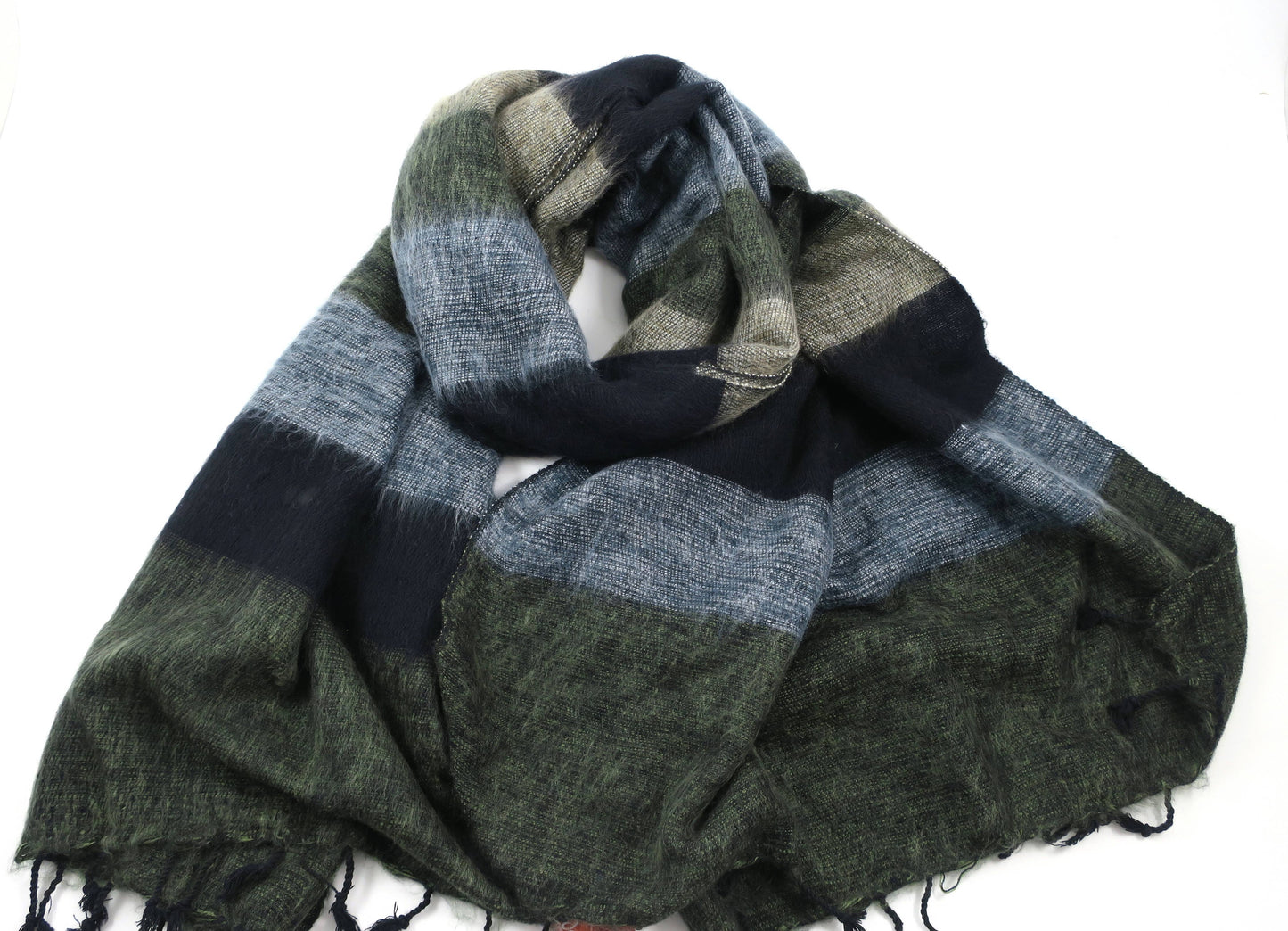 Nepali Yak Shawl - Charcoal Stripe | Ethically Handloomed