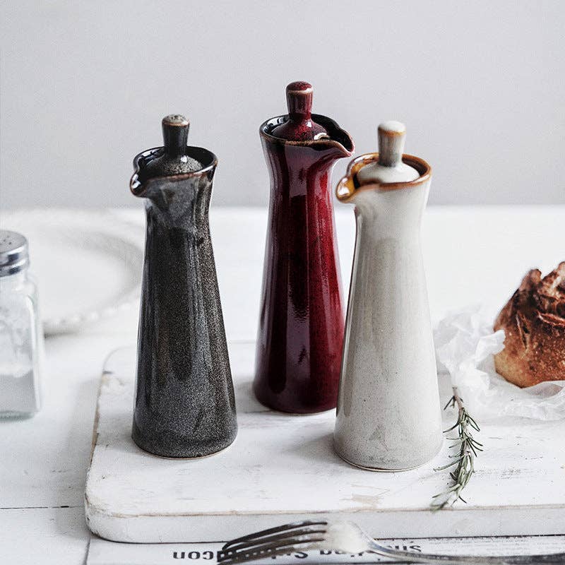 Japanese Ceramic Soy Sauce & Oil Dispenser Bottle | Kiln-Change Glaze