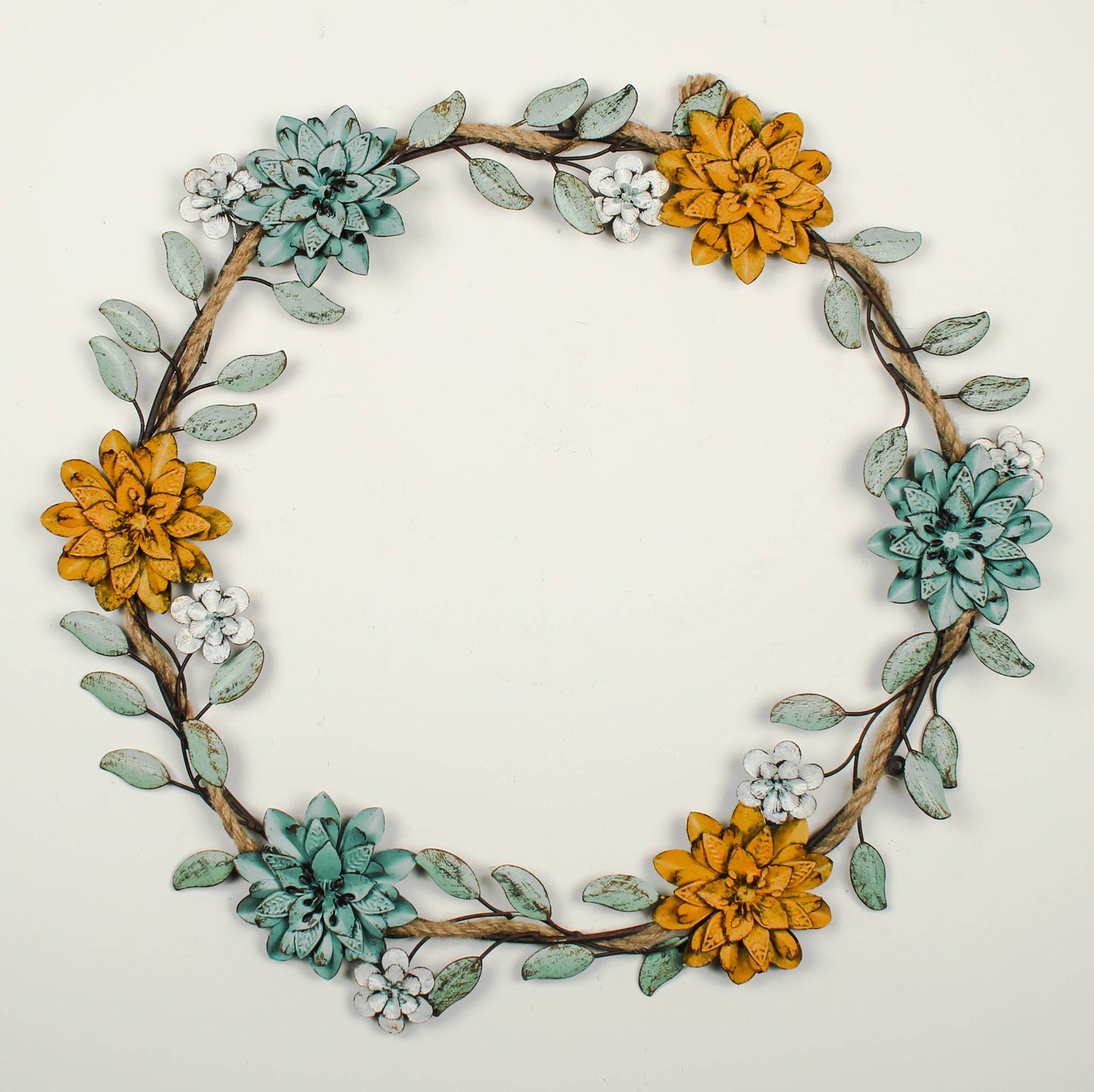 Metal Flowers and Rope Wreath