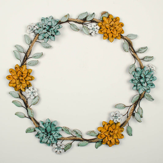 Metal Flowers and Rope Wreath