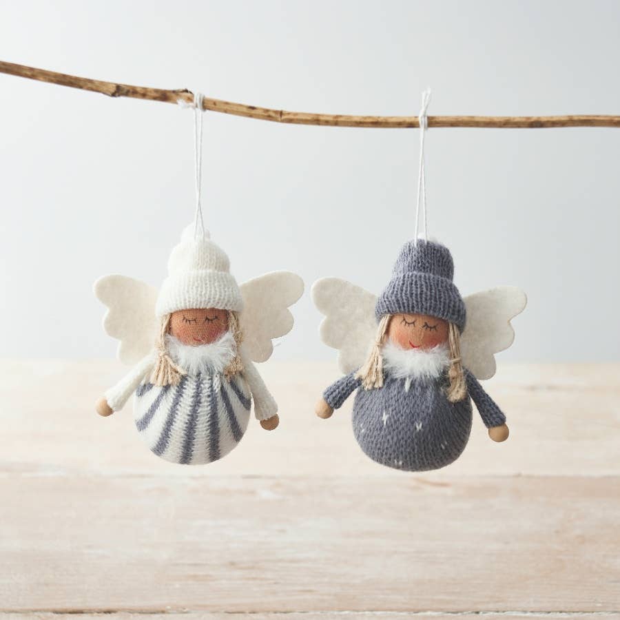 Fabric Angel Girl Christmas Decorations, 10cm -One Pair