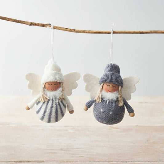 Fabric Angel Girl Christmas Decorations, 10cm -One Pair