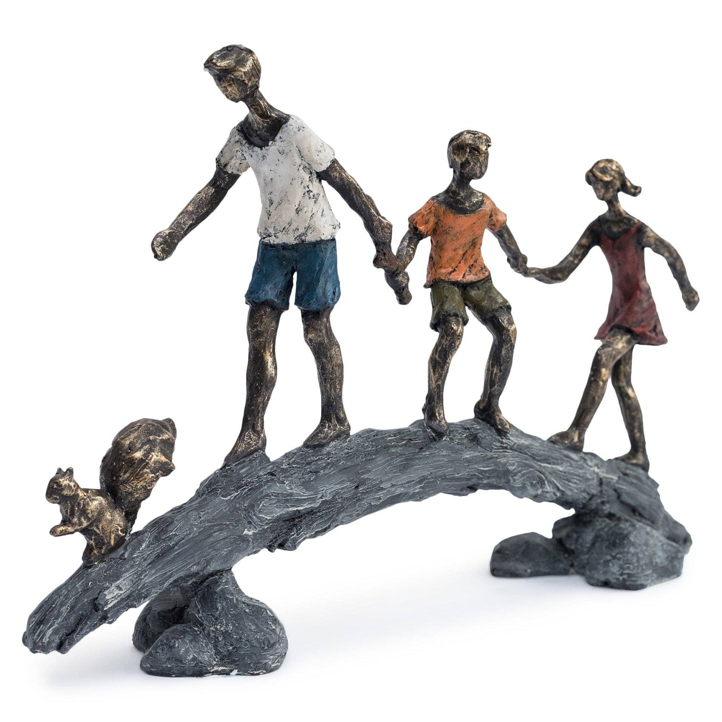 Children on a Bridge sculpture H23cm