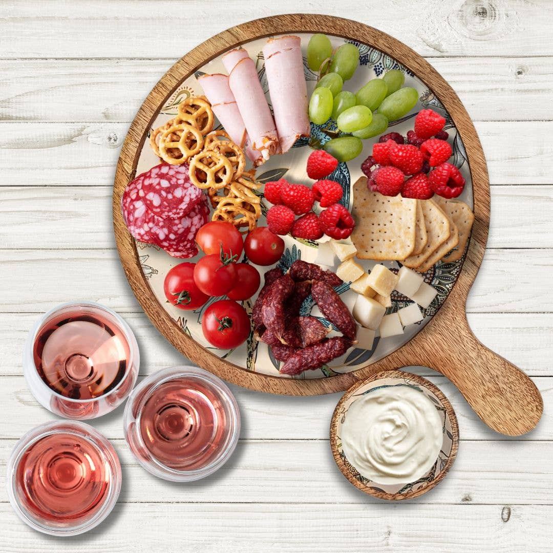 Mango Wood Charcuterie Board with Dip Bowl | Hummingbird | 12 inch