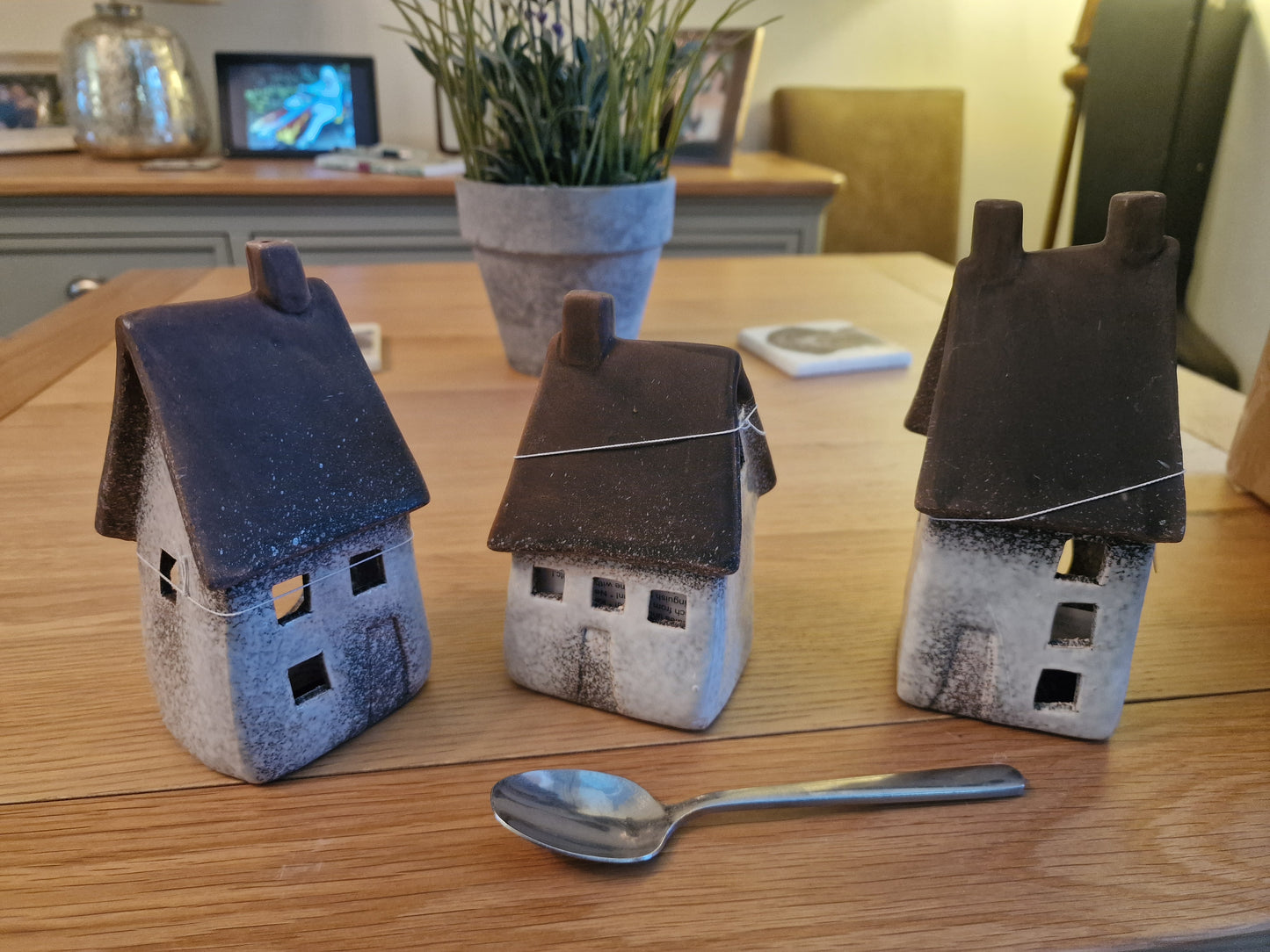Speckled White Windlight House Tealight Holder | 17.3cm