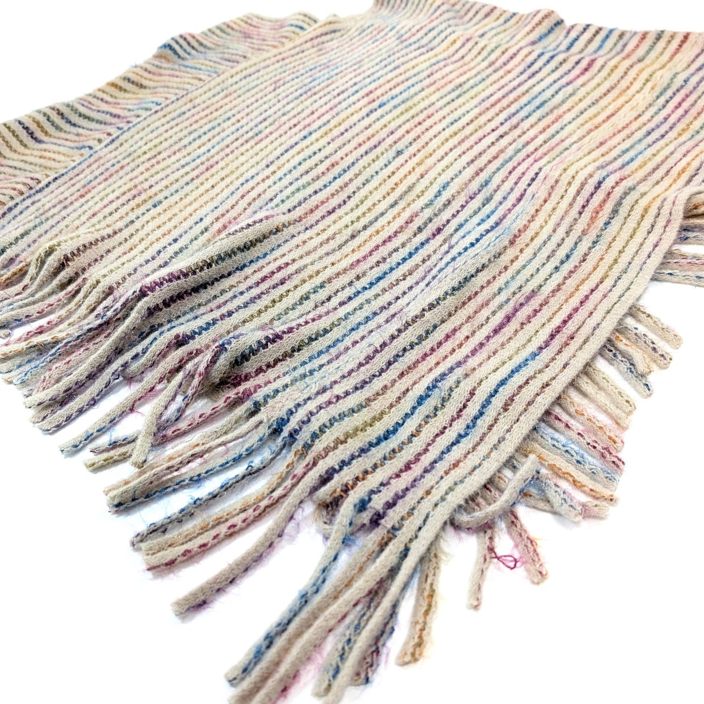 Boho Cream Knitted Poncho | Soft Stripe Design