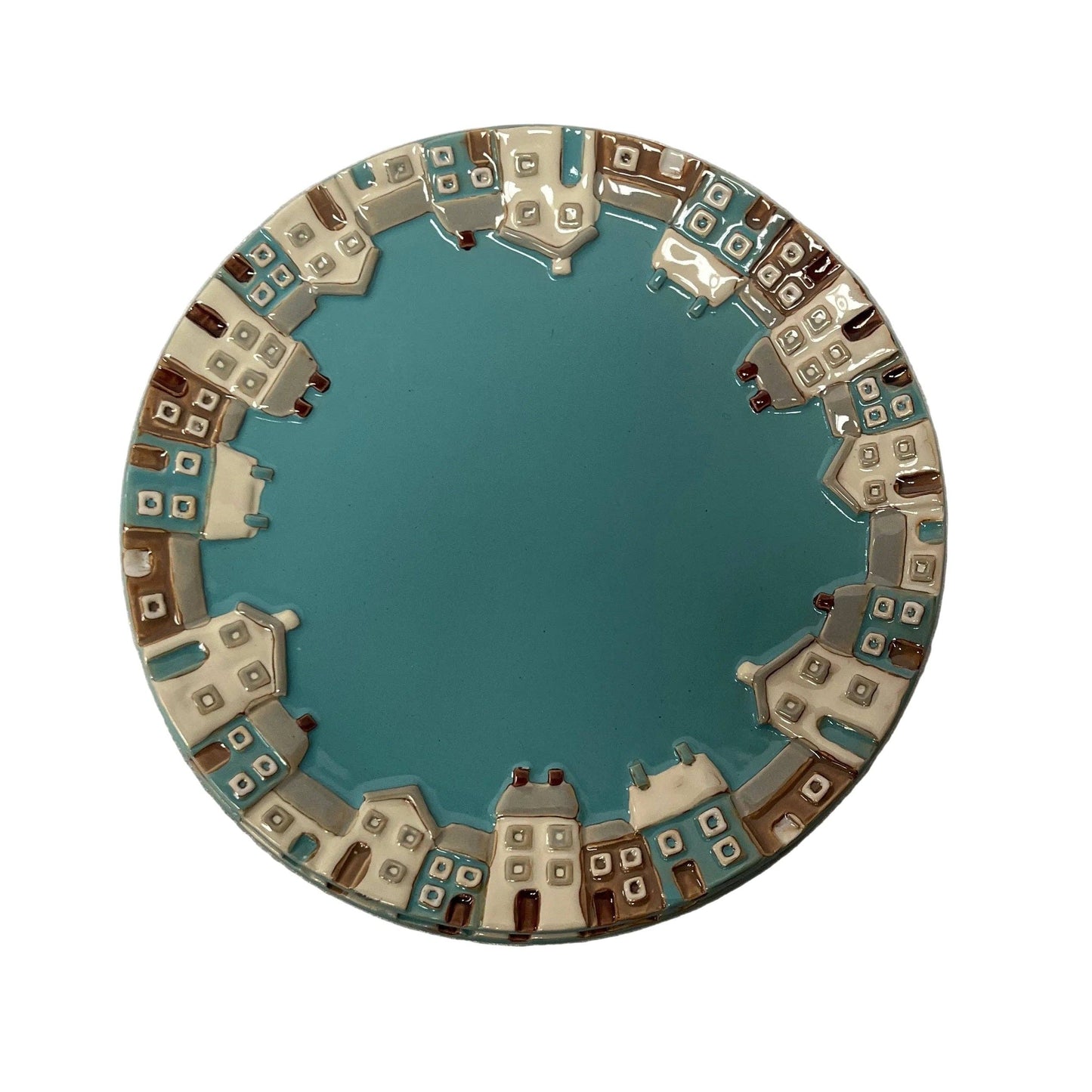 Home Comforts Ceramic Side Plates | Teal Village Design | Set of 2 | D8.5"