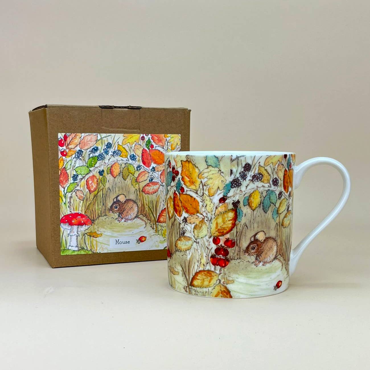 Harvest Mouse Illustrated Bone China Mug with Gift Box