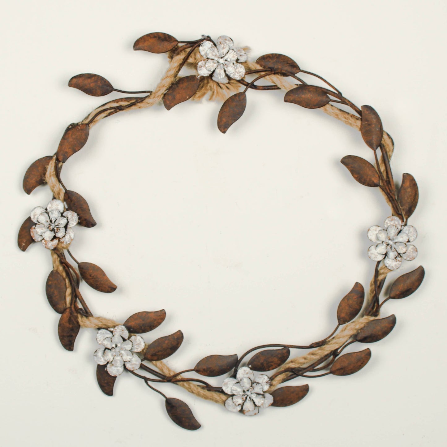 Metal Wreath of Leaves and Rope