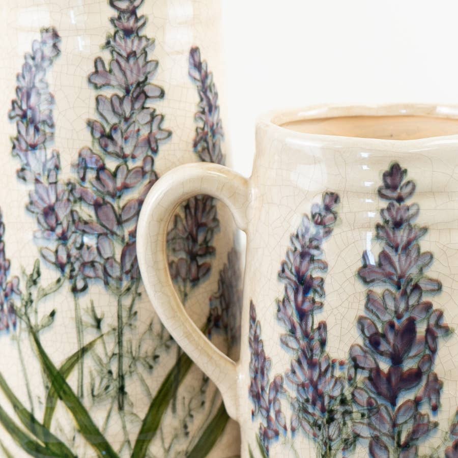Lavender Design Ceramic Vase Jug, 19.5cm