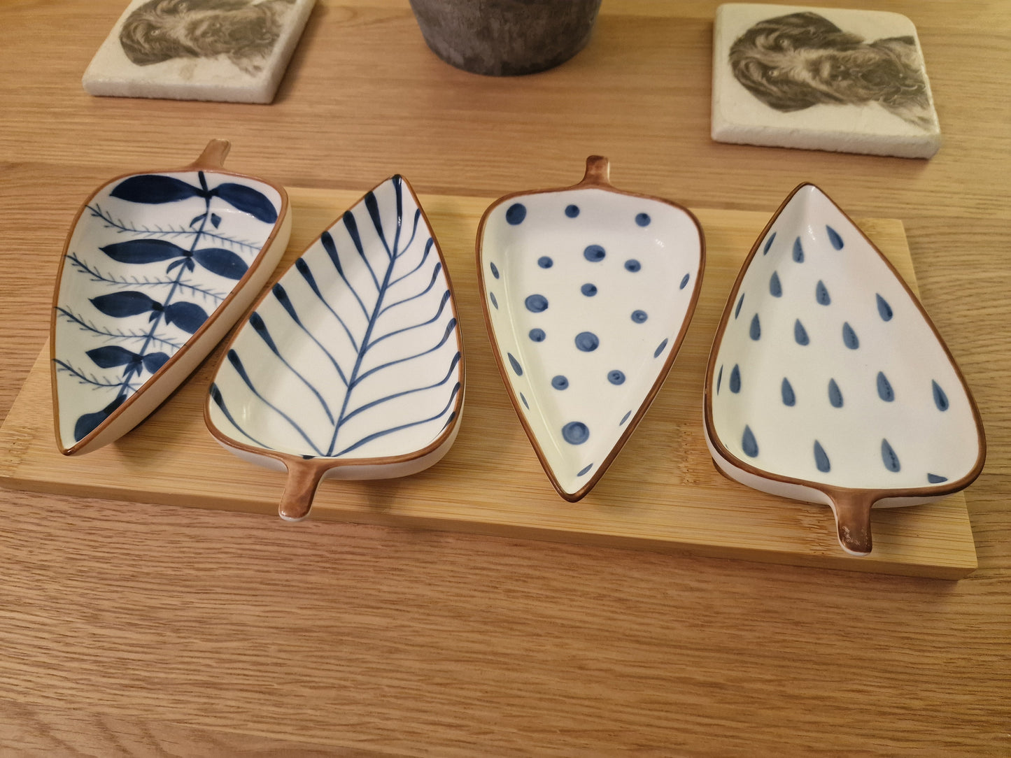 Leaf Ceramic Dipping Bowl Set - Perfect for Sauces & Condiments