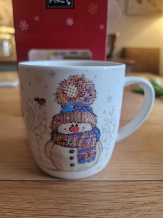 Bug Art Snowman Mug with presentation box.