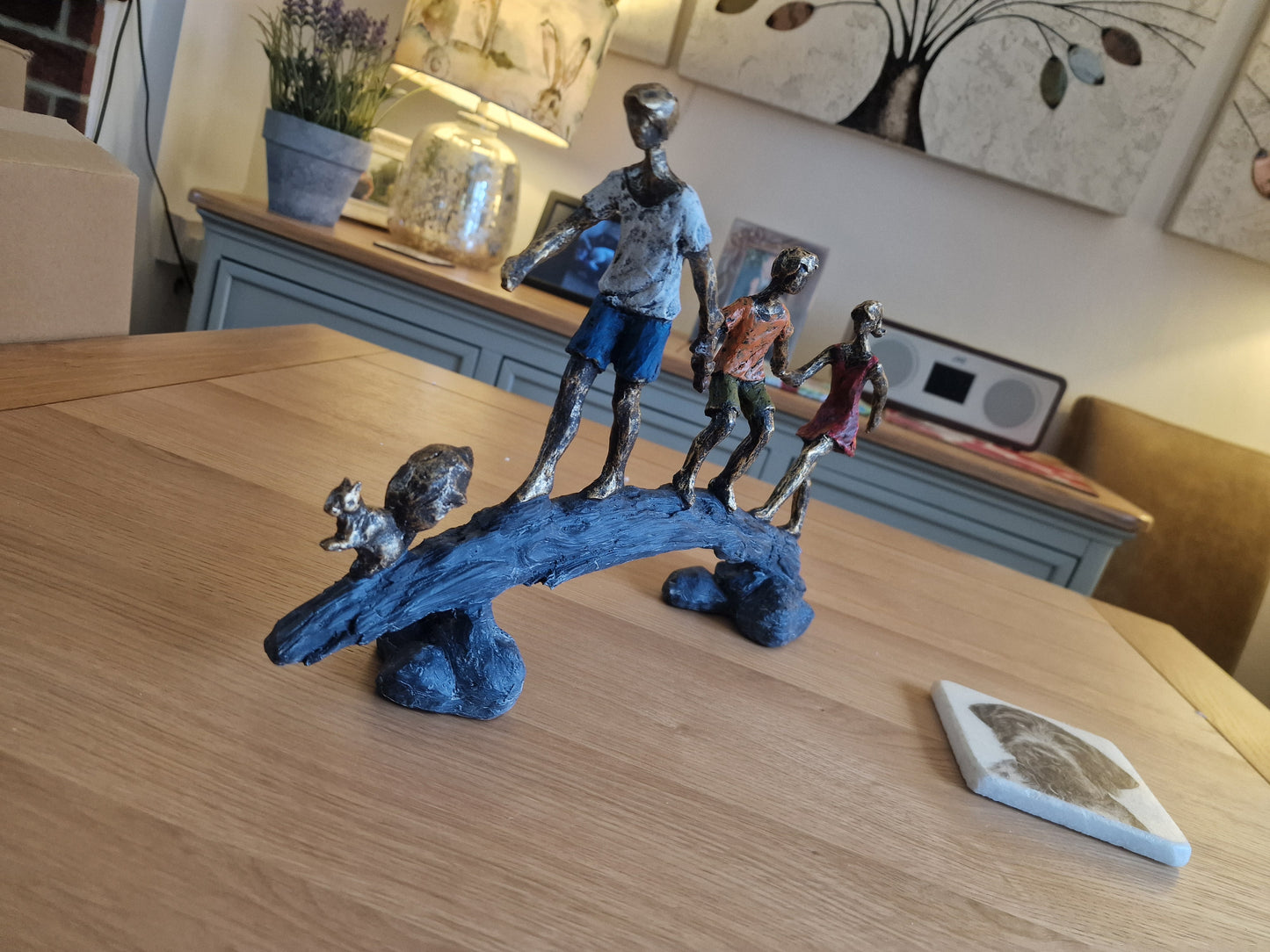 Children on a Bridge sculpture H23cm