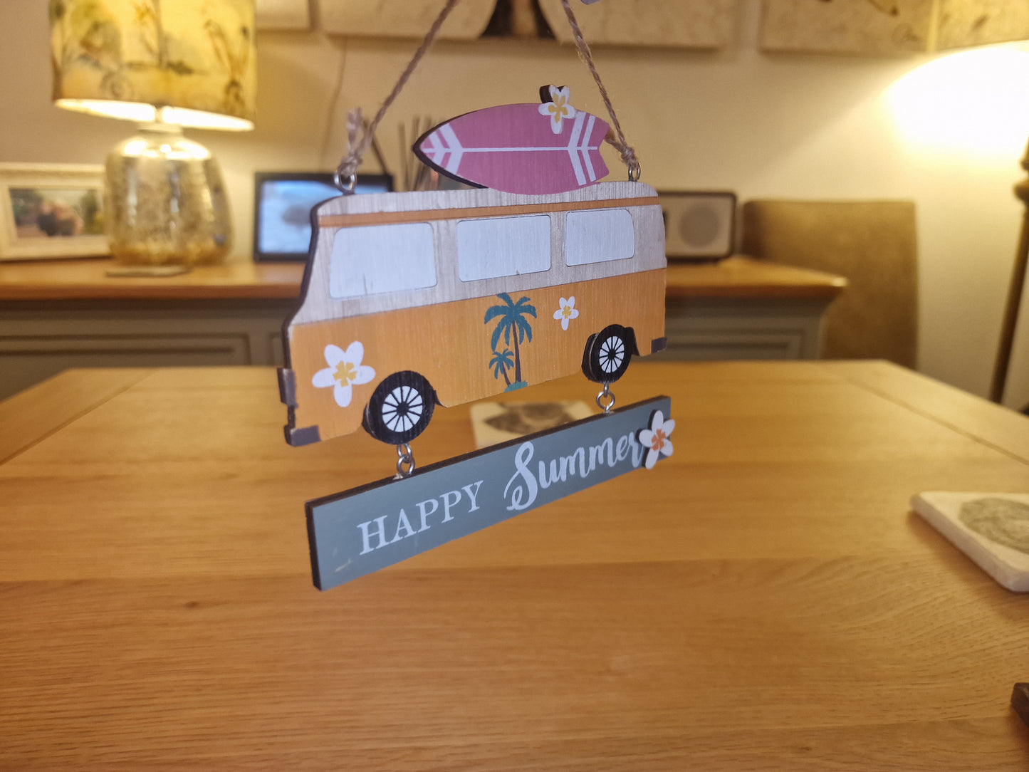 Campervan Happy Summer Hanging Sign | 14x12cm