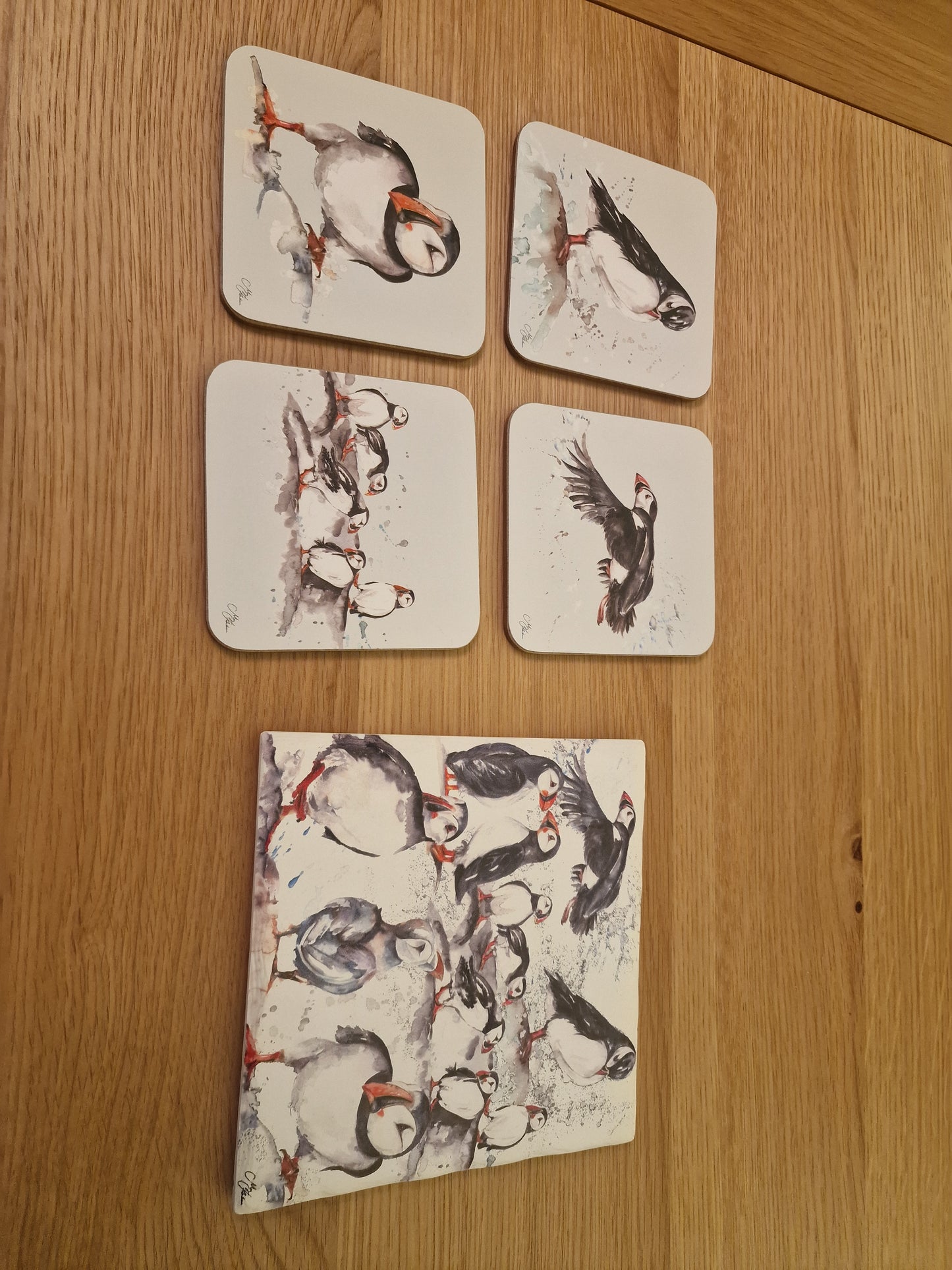 Meg Hawkins Puffins Trivet Pot Rest, 16x16cm