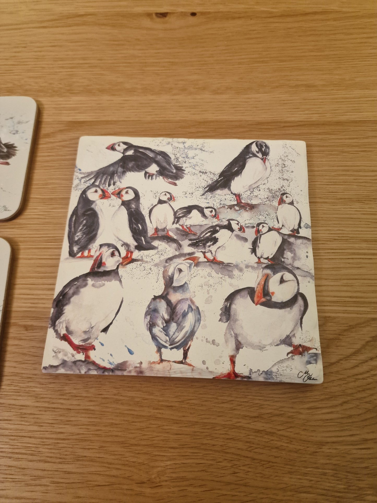 Meg Hawkins Puffins Trivet Pot Rest, 16x16cm