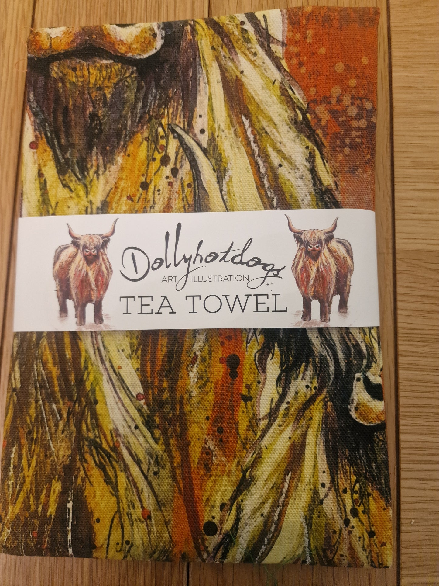 Highland Cow Tea Towel | Dolly Hot Dogs