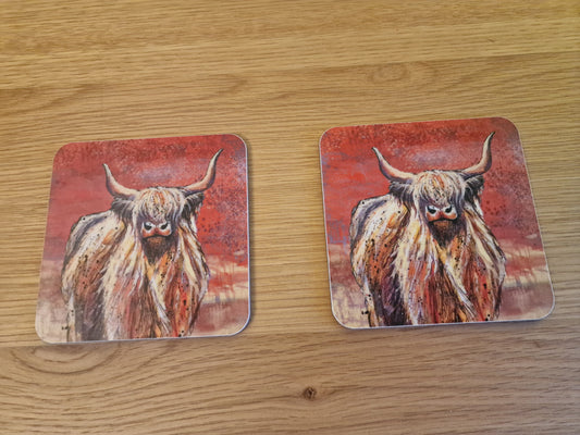 Highland Cow Coaster (Sold in Pairs)