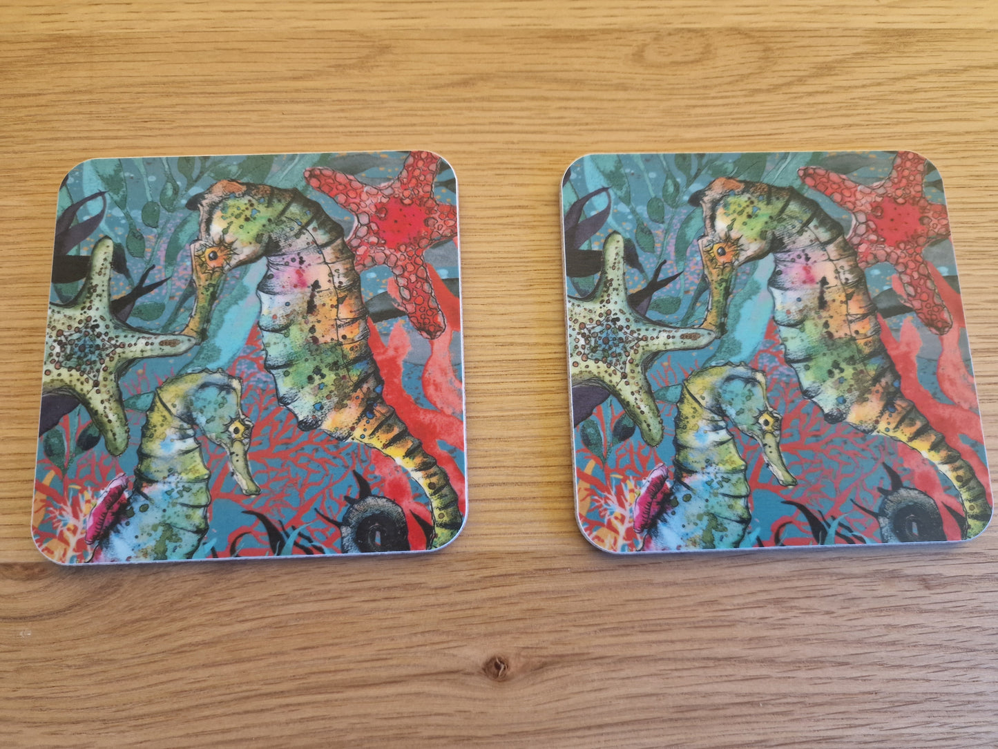 Seahorse & Starfish Coasters | Set of 2 | Dolly Hot Dogs