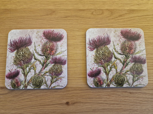Thistle Coasters (Sold in Pairs)-handmade in the UK- Very High quality