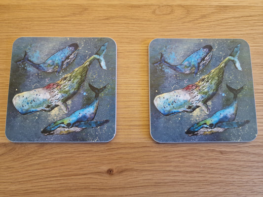 Whale Coasters (Sold in Pairs)-handmade in the UK- Very High quality
