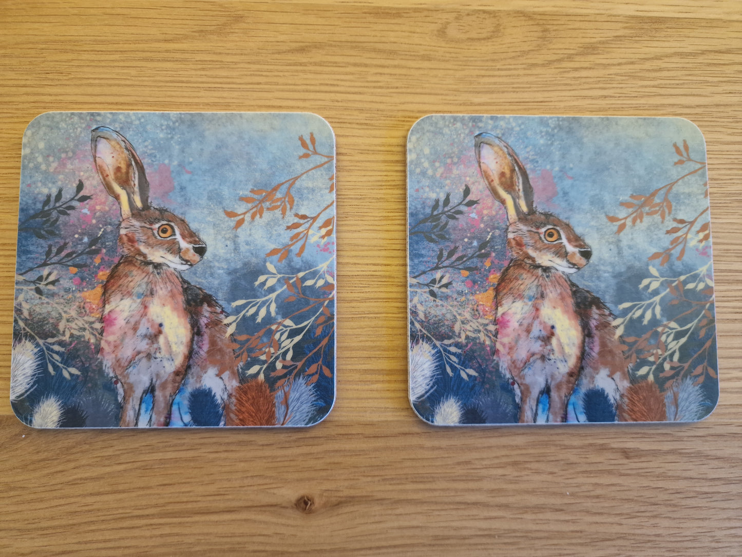 Hare Coasters (Sold in Pairs)-handmade in the UK- Very High quality