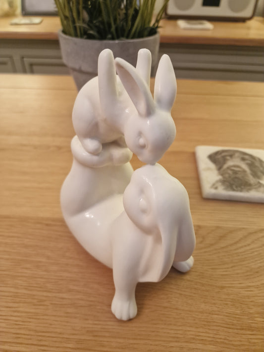 Ceramic White Love You Rabbits