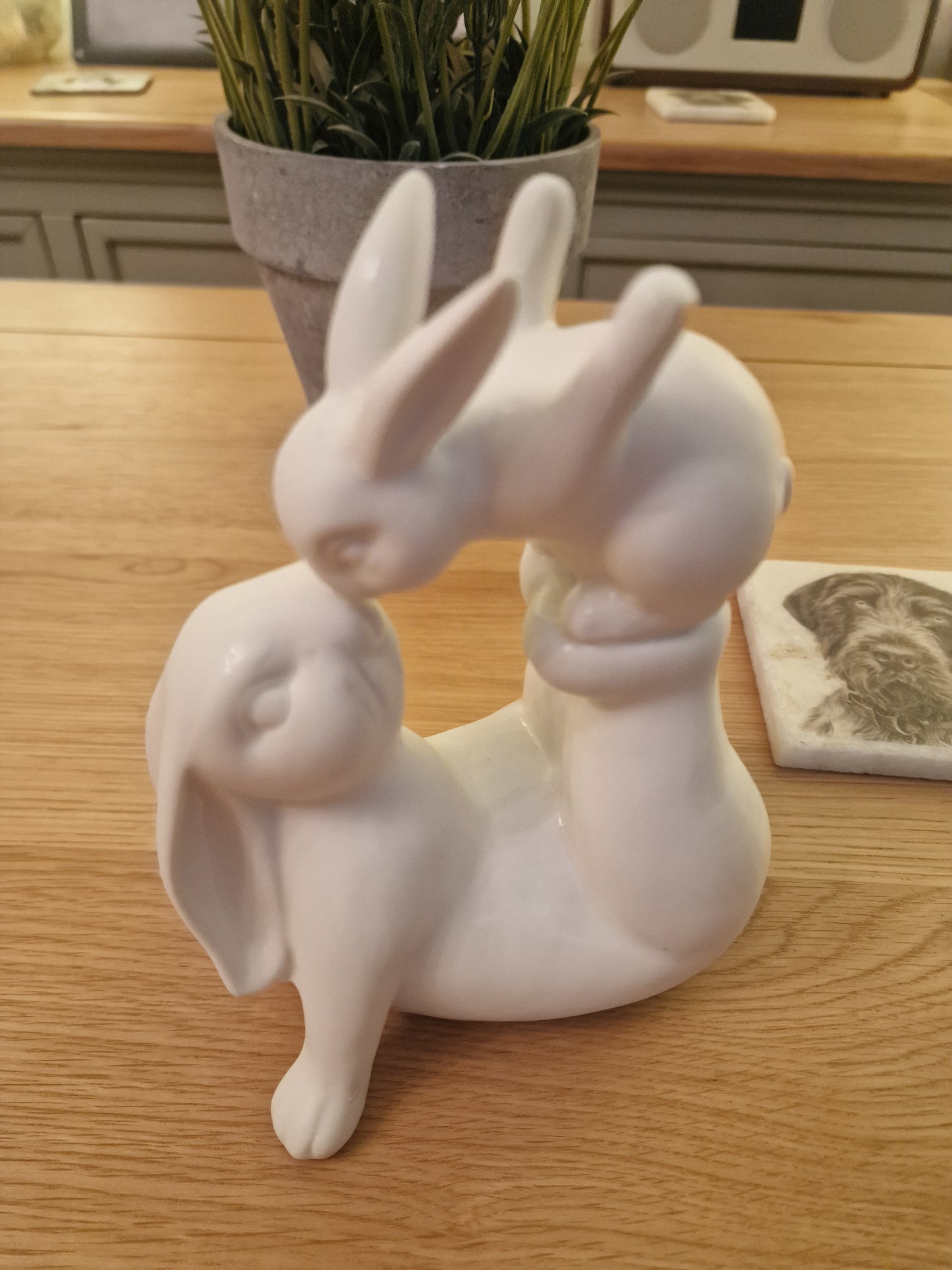 Ceramic White Love You Rabbits