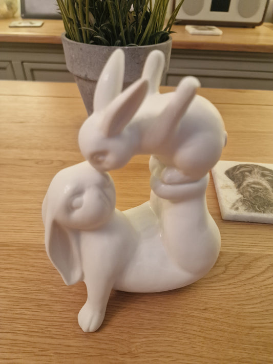 Ceramic White Love You Rabbits