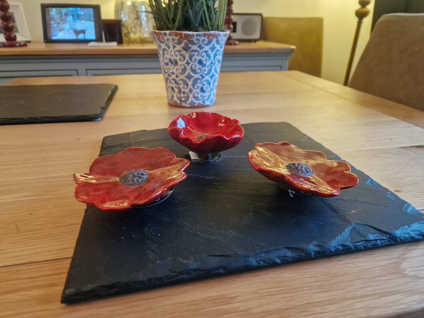 Remembrance Poppy Decorations – Freestanding Set of 2 (8cm)