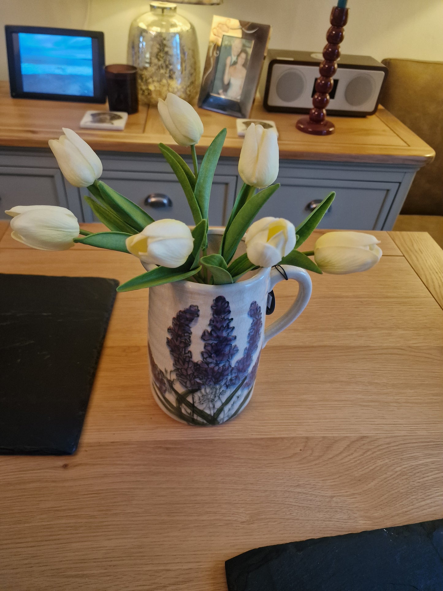 Lavender Design Ceramic Vase Jug, 19.5cm