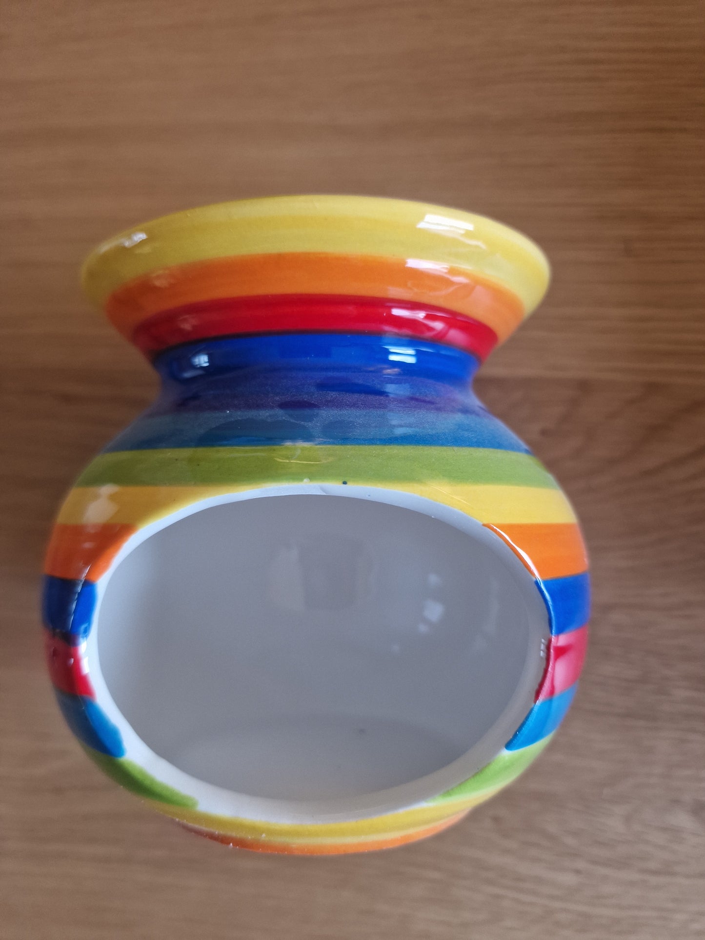 Rainbow Stripe Ceramic Oil Burner & Wax Warmer, 14cm