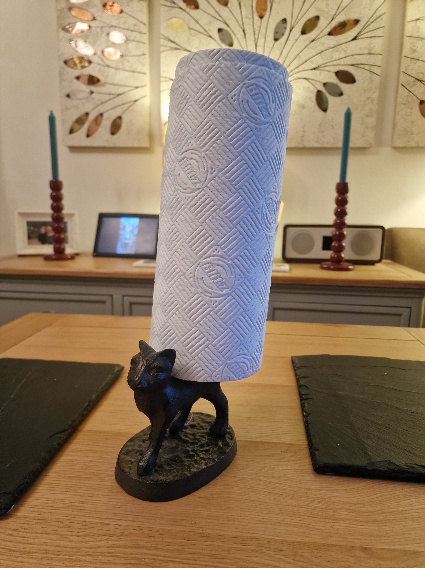 Cast Iron Kitchen/Bathroom Paper Holder - Cat
