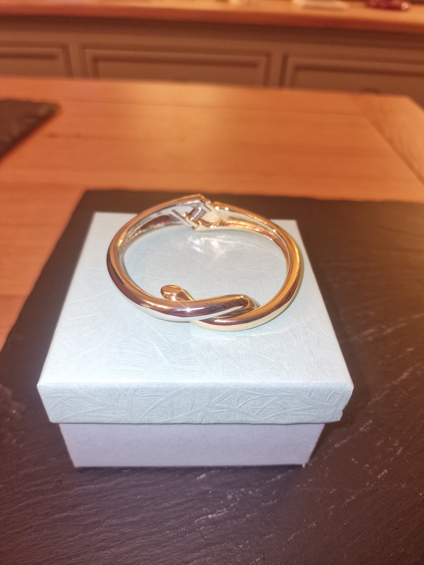 Gold & Silver Crossover Bangle | Gift Boxed